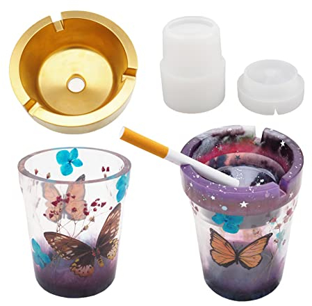 Yalulu Epoxidharz Formen für Aschenbecher - Auto Silikonformen Gießform Resin Form Mit Deckel für Auto, Haus, Büro