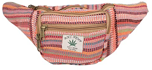 LONGING TO BUY Hanf-Bauchtasche & Hanf-Taillengürtel für Damen und Herren, Mehrfarbig, Rot, 47 inches