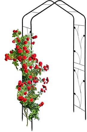 Relaxdays Rosenbogen Metall, Torbogen Garten, HxBxT: 213 x 106 x 41 cm, Stabiler Rankbogen für Kletterpflanzen, schwarz