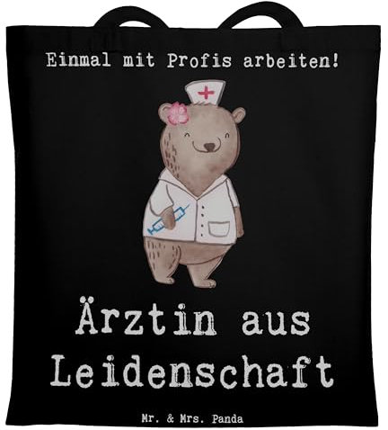 Mr. & Mrs. Panda Laptoptasche Ärztin Leidenschaft - Geschenk, Hausärztin, Shopping Tasche, Beruf, Tragetasche, Spruch, Jutebeutel, Krankenhaus, Umhängetasche, Stofftasche, Arztpraxis