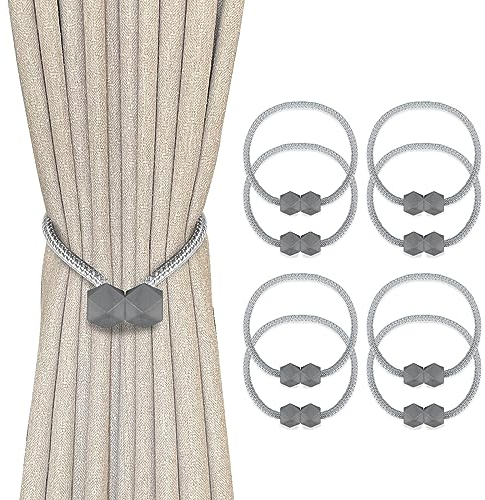 8 Stück Magnetische Vorhang Raffhalter,Vorhanghalter Gardinenhalter,Gardinenspange,Starke Magnetkraft
