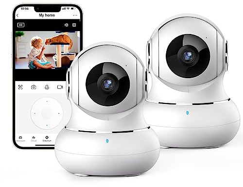 litokam Security Camera Indoor, Little elf 2K Cameras House Security with APP, Baby Monitor with Motion/Crying Detection, WiFi Camera with 2-Way Audio (White, 2Pack-2.4GHz)