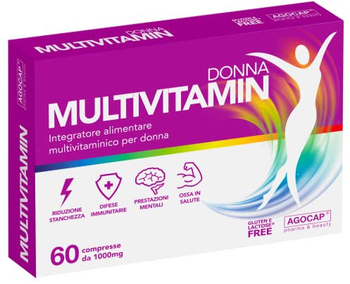 Multivitaminico Donna - Vitamine Donna. Integratori Stanchezza, contro l' affaticamento fisico e mentale. Multivitaminico completo donna, Zinco, Ferro, vit B, C, D, E, H. Integratori cambio stagione