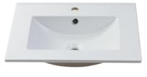 Vente-unique-Lavabo empotrado blanco rectangular de cerámica - 61 x 46,5 cm - MOTIAC