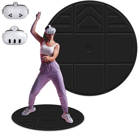 DEVASO Faltbare VR Matte for Meta Quest 3S/Quest 3, Runde Anti Ermüdungs Matte, Rutschfeste und Bequeme Bodenmatte, Hochwertiges Spiel Zubehör für PSVR2, Oculus Quest 2/Pro, Pico 4
