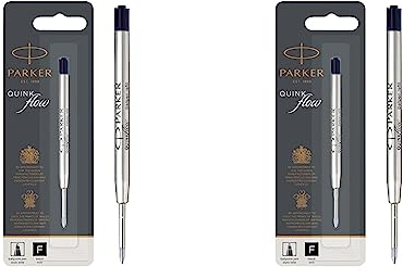 Parker Kugelschreibermine | feine Spitze | schwarze QUINKflow Tinte | 1 Ersatzmine für Kugelschreiber (Packung mit 2)