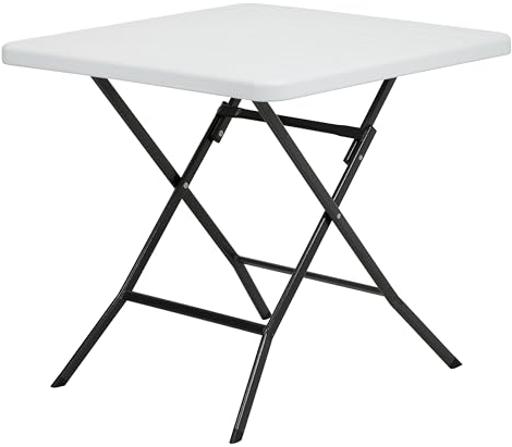 Totò Piccinni Tavolo PANAMA quadrato 78x78 da Giardino Pieghevole struttura in metallo piano effetto legno per PIC-Nic campeggio casa giardino (Tavolo, Bianco)