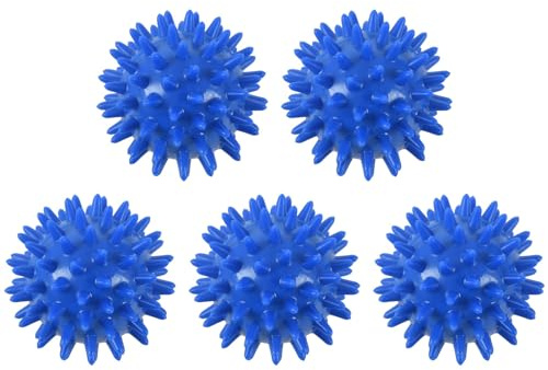 Clyictz Massageball, weich, für Handflächen, Füße, Arm, Nacken, Rücken, 5,5 cm, Blau, 5 Stück
