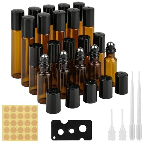 Lee roll-on glass bottles for essential olja 5/10 ml, brown bottle, roll-on glass bottles with stainless steel rollers for essential oils, perfumes, cosmetics, massage