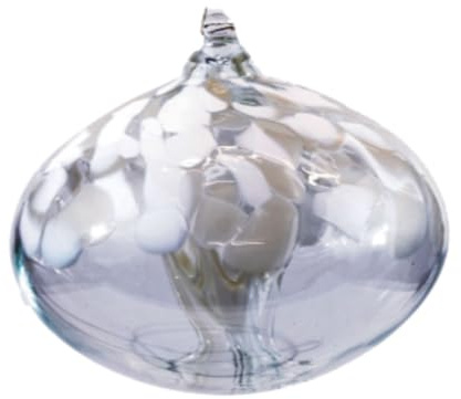 Decorvo White Tree of Life Glass Orb - Large 6 inch Hand Blown Globe Handmade Hanging Garden Gazing Ball Indoor Outdoor Home Décor