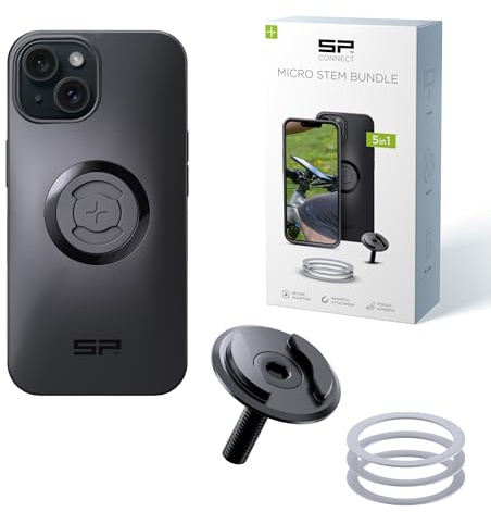 SP CONNECT Micro Stem Bundle | SPC+ | för iPhone 15 mobiltelefonhållare för cykelstyret | smartphone-hållare cykel | mobiltelefonhållare