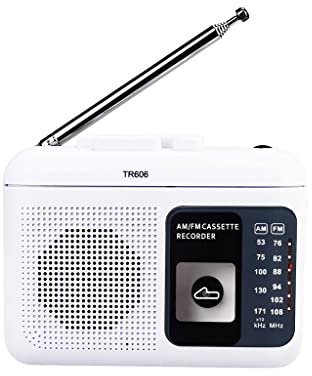 DLOETT Cassette Playback Radio FM/AM Portable Radio Voice Recorder Support Built-in/External Microphone Recording
