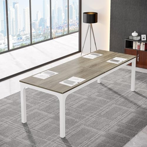 Tribesigns 6.5FT Conference Table, 78.7 Inche Rectangle Meeting Seminar Table, Large Business Tables for 6-8 People, Oak (Only Table)