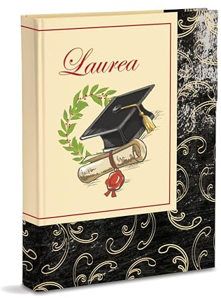 Album Fotografico Laurea 23X30 Cm 60 Pagine Bianche in Cartoncino Spesso e Resistente Intervallate da Pergamino, Ghirigori Nero
