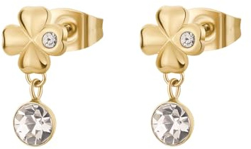 Brosway Pendientes de mujer de acero con símbolo trébol de cuatro hojas, pendientes de mujer colección Chakra – BHKE183