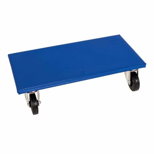 Möbelroller Holz, Rollen ø 125 mm Gummi, 400 x 600 mm, Anti-Rutschbelag, 500 kg, Blau