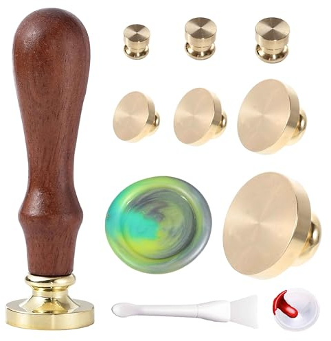 7 PCS Blanko-Wachs-Siegel-Stempel 0.47“-1.57“(12mm - 45mm) Massivem Messing Runde versiegelte Stempel für DIY Stempel Re-Gravur und personalisierte Design