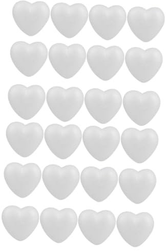 COHEALI 24 STK gemalter Herzschaum Kunstmodell für Party DIY Bastelherz herzförmige Dekoration Herzschaummodell Klebeband doppelseitig Double Sided Tape Modell in Herzform DIY-Form Weiß