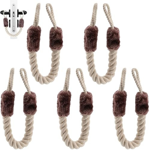 HIULLEN Türstopper Klinke, 5 Stück Klemmschutz für Türen, 60cm Baumwolle Türkordel Klemmschutz für Haustier Türen und Kinder Fingerschutz, Türklemmschutz aus weißer Baumwolle eliminiert ein Geräusch