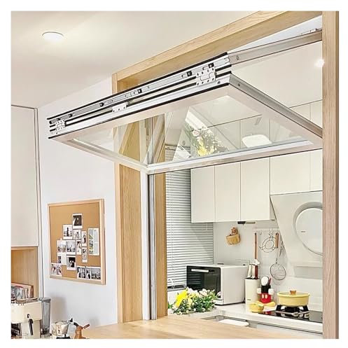 Genérico Ventana de Doble Guillotina con Cerradura, Ventanas de Repuesto de aleación de Aluminio, Ventanas de cobertizo for Ventanas de concesión con Vidrio Templado((37.4x43.31in) 95x110cm)