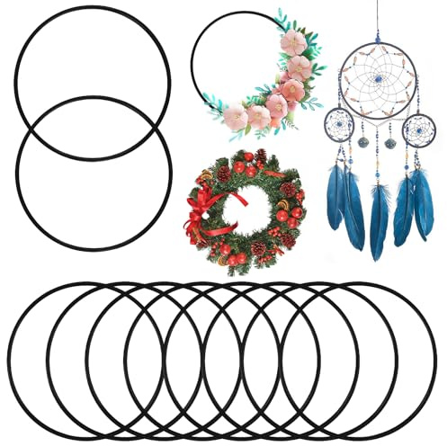 12 Stück Metallringe zum Basteln, Metallring Schwarz 15cm Deko Ringe zum Aufhängen Traumfänger Ringe Metall zum Basteln für Dekoring Floristik Wandbehänge