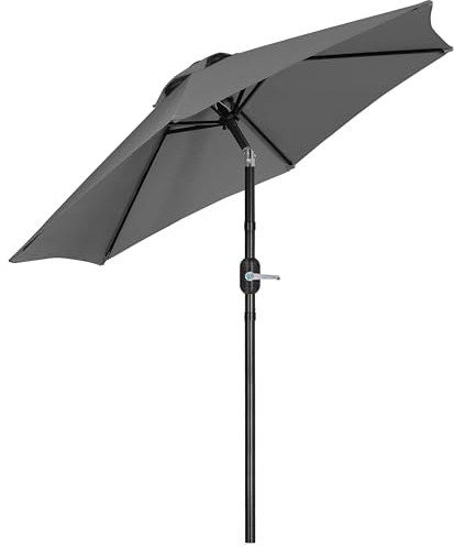 Yaheetech Parasoll, rund, trädgårdsparaply med vev, UV-skydd, terrassparaply, vevparaply, UPF 50 för balkong/terrass/marknad/trädgård, utan stativ