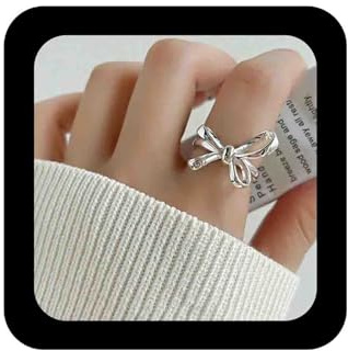 Enautoabs Anello Con Fiocco Minimalista Placcato In Argento Anelli Aperti Con Fiocco Lucido Anello Da Dito Regolabile Con Fiocco In Metallo Anelli Con Fiocco Per Donne