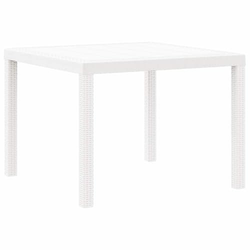 vidaXL Gartentisch Weiß 100 x 100 x 73 cm Poly-Rattan | Sehr robuste synthetische Struktur, UV- und wasserbeständige Materialien, einfache und schnelle Montage