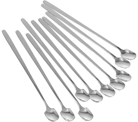 DONFAMDS Cuillère à Café En Acier Inoxydable 17 Cm Grand Modèle Sans Rouille Lot De 10 Manches Longs Pour Maison Bureau Bar Dessert Et Café