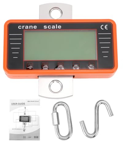 Marhynchus Digitale Hängende Waage 500kg 1100lbs Schwer Last Kran Waage mit 4 LCD-Hintergrund Beleuchtung & Haken für den Bau Angeln Im Freien (500 kg - Englisch - Orange)