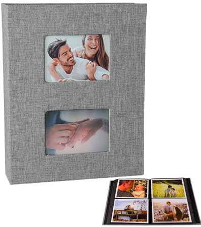 Photo Albums 6x4, 200 Photos Slip In Photo Album, Picture Albums for Valentine Wedding Christmas Birthday(Grey)