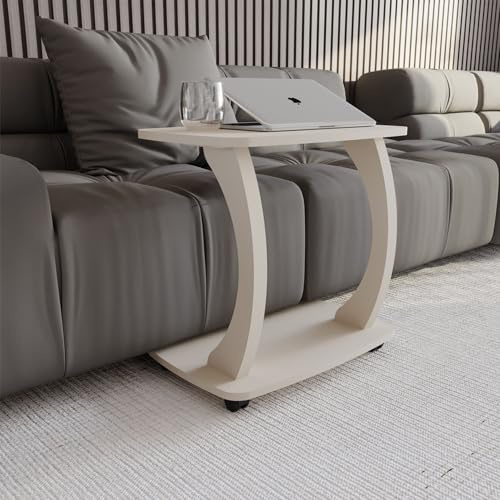 sugodesign Beistelltisch Couch, mit Rollen, Laptoptisch für Couch, Kleiner Wohnzimmertisch, Sofatisch in stylischer Sandbeige Optik, Kleiner Couchtisch fürs Wohnzimmer, Side Table, Arasta