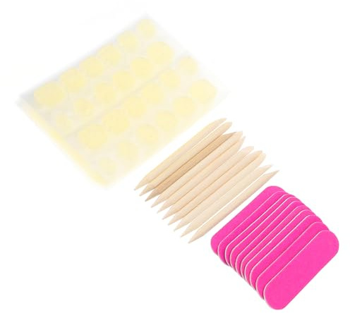 TOYANDONA Kit d'Outils de Manucure 40 Pcs Colle pour Faux Ongles, Limes à Ongles Factices, Bâtons en Bois, Double-Face pour DIY Nail Art à Domicile