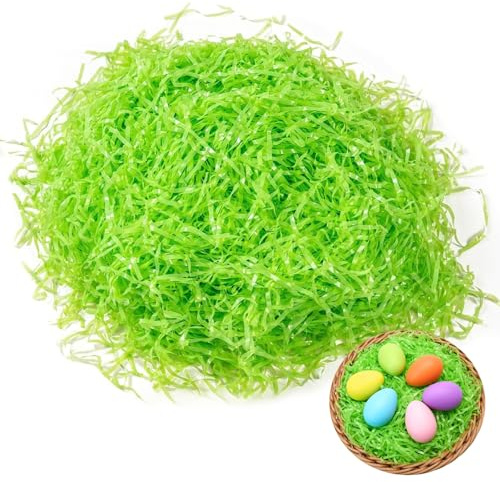 200g Ostergras Grün,Füllmaterial Geschenk Geschenkkorb,Osterkorb Papier,Dekogras Ostern,Osternest Gras,Geschenkfüllung Papierschnitzel Raffia,Ostergras Geschreddertes Papier,Osterparty Geschenk Deko