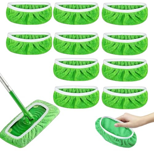 10 Piezas Recambios de Mopa Lavables y Reutilizables Recambios Mopa Microfibra 25.4 x 11.5 cm Compatibles con Sistema Limpieza Tipo Sweeper Uso Húmedo y Seco Suelos Ventanas Paredes y Coche