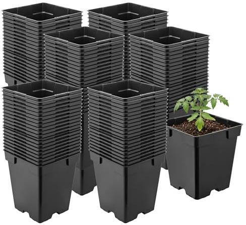 Garronda Pflanztopf Kunststoff 11 x 11 x 12 cm (1L) 100er Set eckig mit Drainagelöchern Blumentopf robust Pflanzentopf für Garten Gewächshaus Balkon Anzucht Innen Außenbereich Schwarz GD-0199