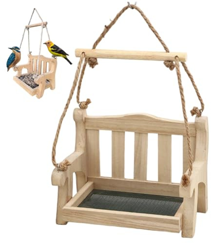 Hängende Vogelfutterstation aus Holz für den Außenbereich mit ruhender Sitzstange Bezauberndes Schaukeldesign für Garten Terrasse und Balkon