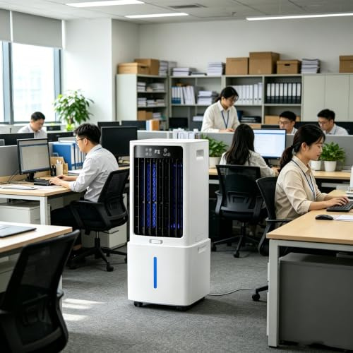 Condizionatore Portatile senza tubo 12L, Raffrescatore d'Aria 3 in 1, 3 Velocità, Timer 12h, Telecomando, Oscillazione 120°, Confezioni di Ghiaccio, per Camper, Casa, Ufficio