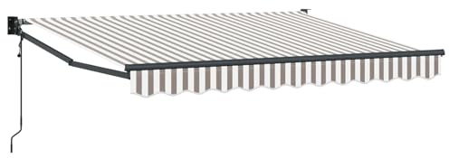 KGFHERENB Auvent à bras articulé - 3 x 2,5 m - Extensible - Manuel - Avec manivelle - 165 cm - Protection solaire - Pour terrasse, balcon et jardin - Gris clair et blanc