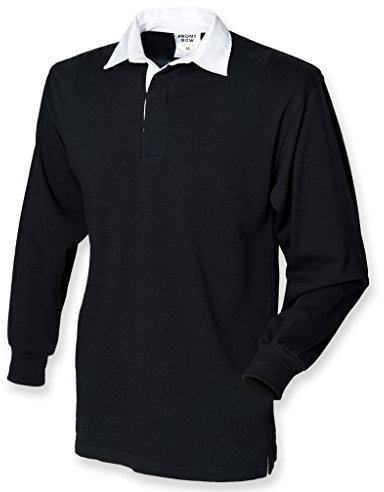 Langärmeliges Original Rugby Shirt für Männer von Front Row Gr. L, schwarz