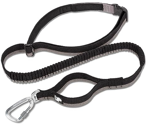 TRUE LOVE Longue Laisse de Chien élastique Mains Libres Ajustable Absorbant Les Chocs TLL2271 (Noir, L)