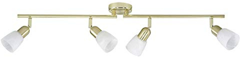 BRILLIANT Lampe Sofia Spotrohr 4flg messing/weiß-alabaster | 4x D45, E14, 40W, geeignet für Tropfenlampen (nicht enthalten) | Arme drehbar/Köpfe schwenkbar