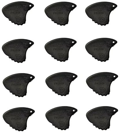 Sharkfin Plektren Nylon - 1,15 mm Extra-Hard – Schwarz – 12 Stück – Gezacktes Sharkfin Design - für maximale Kontrolle