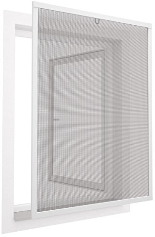 Diluma Insektenschutz Fenster Comfort 120x150 cm mit Alurahmen in Weiß - Fliegengitter aus Fiberglas - kürzbarer Spannrahmen ohne Bohren und Schrauben mit Dichtungsbürste