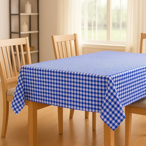 Hans-Textil-Shop Tischdecke Karo Blau 100x100 cm – Baumwolle, Kariertes Tischtuch 1x1 cm, handgenäht & handgeschnitten, Tischwäsche Landhaus Made in Europa