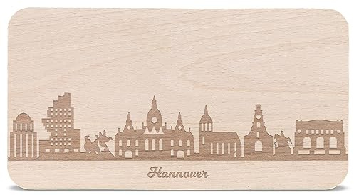 GRAVURZEILE Frühstücksbrettchen Hannover mit Skyline Gravur - Brotzeitbrett & Geschenk für Hannover Stadtverliebte & Fans - ideal auch als Souvenir
