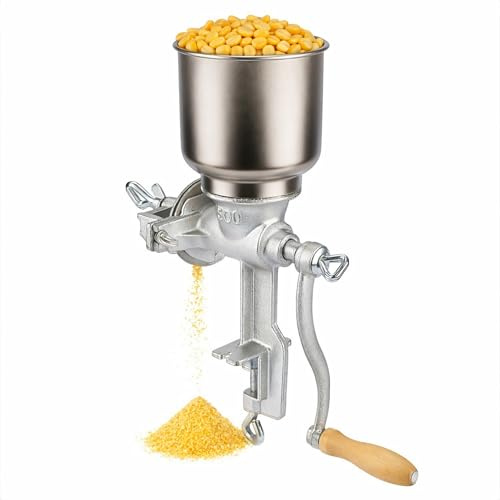 Hand Operated Corn Grain Mill Grinder Useful Kitchen Tool with Big Hopper Adjustable for Corn Coffee Food Wheat Oats Nut Herbs Spices Seeds Grinder Great for Restaurants Commercial Kitchens Bakery