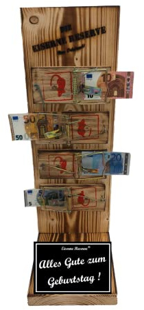 Geburtstag Geschenk Eiserne Reserve Mausefalle Geldgeschenk Die lustige Geschenkidee Geld verschenken Text s/w Alles Gute zum Geburtstag