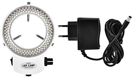 144 Anneau Lumineux LED Réglable d'illuminateur Microscope Bague Light avec Adaptateur pour Microscope Stéréo & Appareil Photo.(Blanc/Noir)(Blanc)