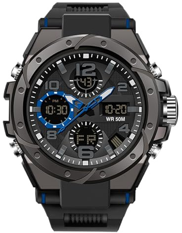 RORIOS Relojes Deportivos para Hombre Reloj Digital Impermeable con Temporizador de Alarma Multifuncional Relojes de Pulsera Luminosos para niños y Hombres Relojes electrónicos para Hombres, Azul B,